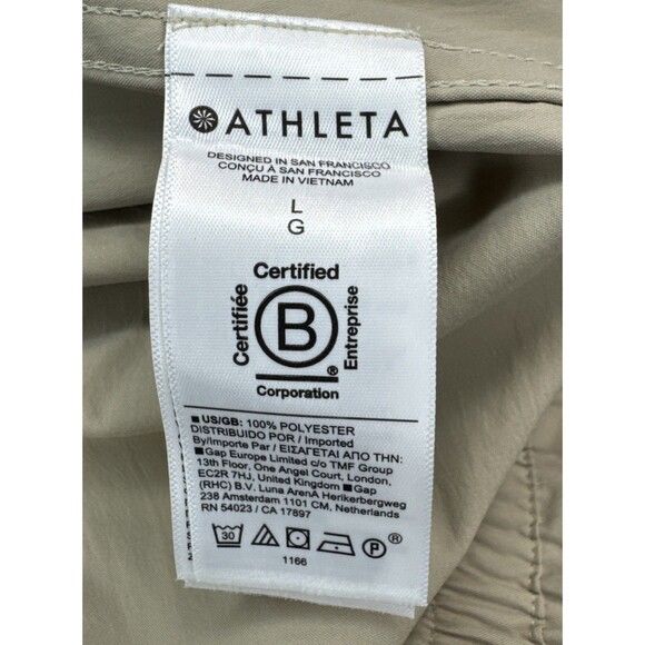 Athleta Cascade High Rise Cargo Poplin Pants Pockets UV Breathable Oak Tan Sz L - Picture 5 of 10